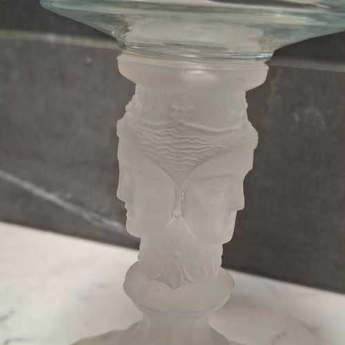 Antique Satin Glass Duncan Three Face Oil Lamp used, c. 1878