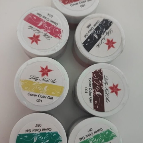 Set of 7 Lilly Nail Art Color Gels 8ml new
