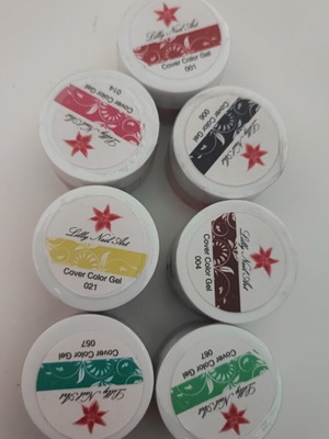 Set of 7 Lilly Nail Art Color Gels 8ml new