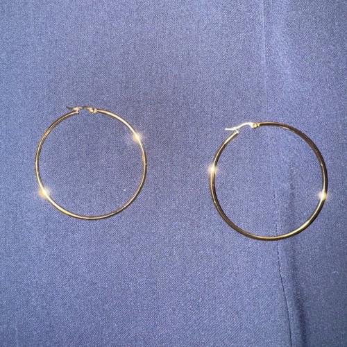 Large steel hoop earrings gold color new