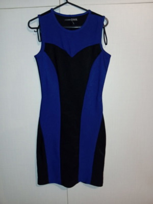 Atmosphere blue and black fitted dress size EU 34 UK 8 new