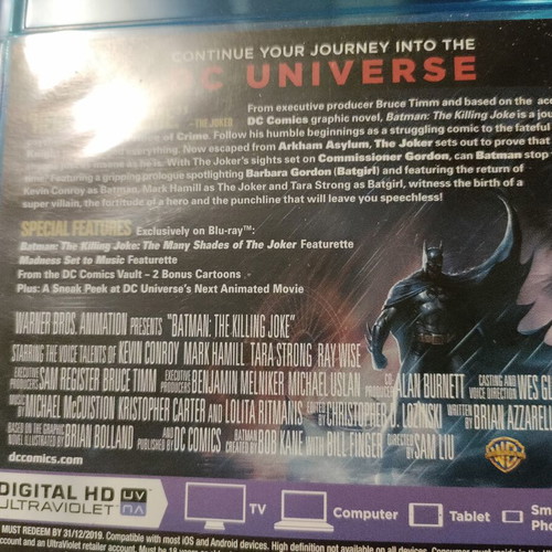 Batman The Killing Joke Blu-Ray like new, animated