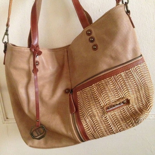 Dudlin Firenze Italy crossbody bag used, beige and brown