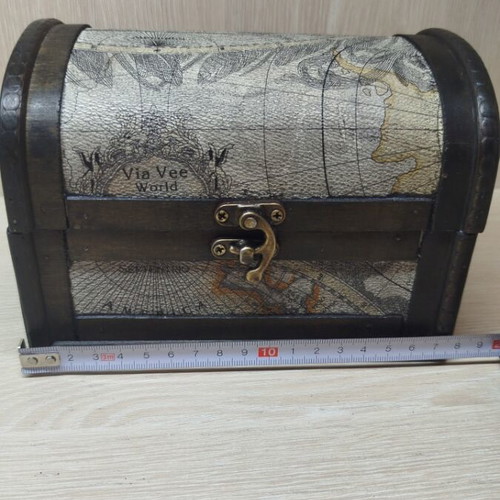 Handmade wooden storage chest with leather lining and lock new
