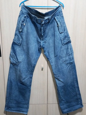 Men's denim pants used, blue, wide fit, size 52