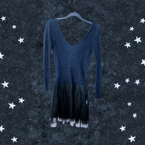 Balletcore dress Naf Naf used, knitted top with blue and black tutu skirt
