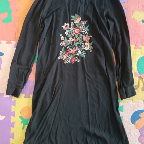 Marks and Spencer dress large with embroidery like new, black