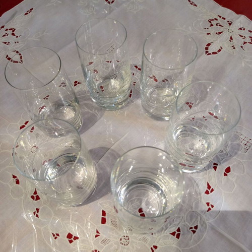 Vintage crystal water glasses set of 6 like new with matte engraving