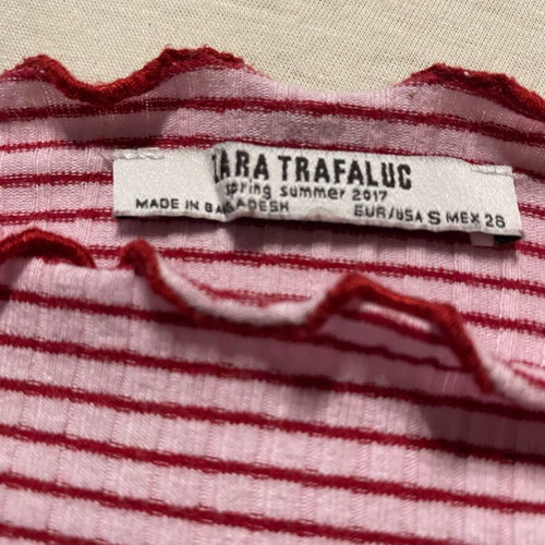 Striped Zara Trafaluc t-shirt like new, white-red, size S