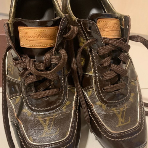 Louis Vuitton sneakers used, Monogram canvas brown, size 38.5
