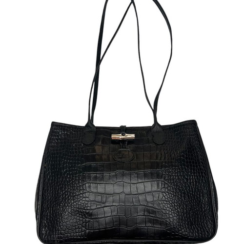 Longchamp Roseau leather shoulder bag, black