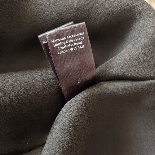 Monsoon 100% Silk Black Vintage Dress with Puff Sleeves like new