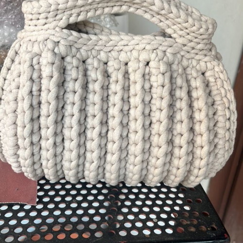 Knitted handmade bag new beige handbag