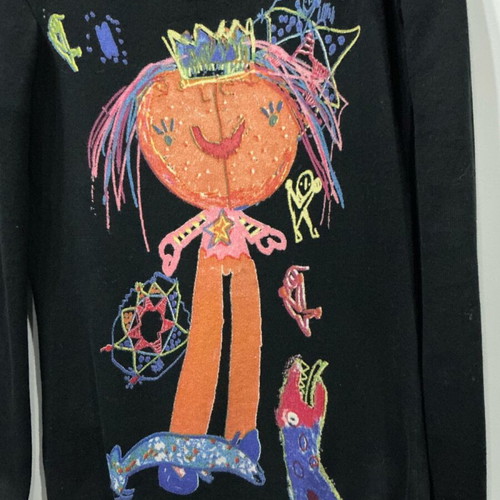 Desigual knitted blouse like new with colorful design, black