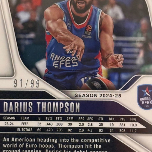 Darius Thompson 91/99 Purple Prizm card new