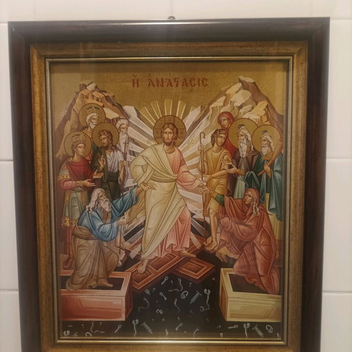 Image The Resurrection of the Lord with glass new, size 38x32