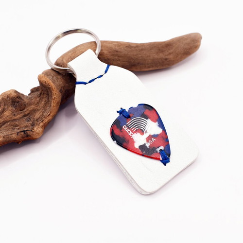 Guitar Pick Personalized Leather Keychain