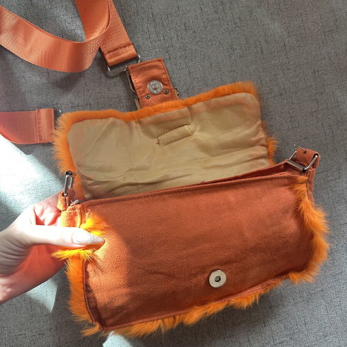 Boho orange fur bag