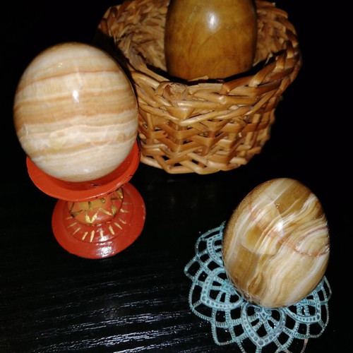 Handmade painted eggs used, set of 7 with Orthodox images