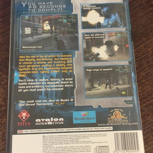 PS2 Robocop game used with cover and media signs of use