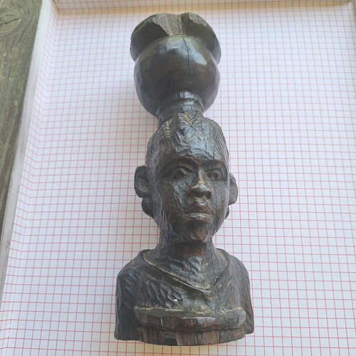 African vintage wood carving used ebony