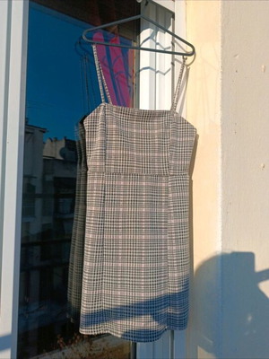 Mini checkered dress Bershka like new, gray multicolor