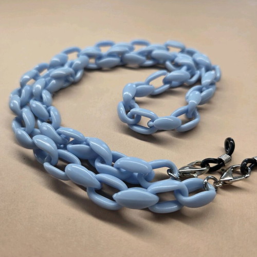 Chunky Sunglasses Chain blue, new, acrylic