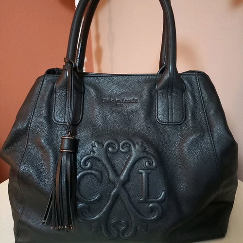 Christian Lacroix leather handbag used, black, large
