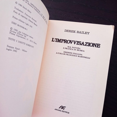 L'Improvvisazione Derek Bailey book used, Italian