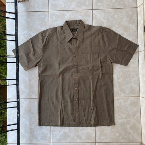 Hazard striped brown button-down shirt, size L