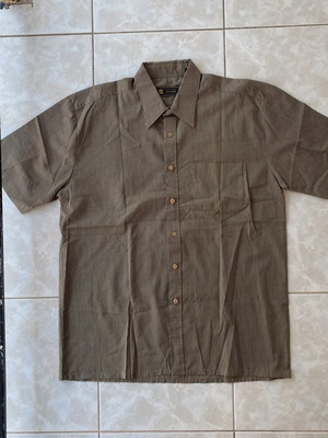 Hazard striped brown button-down shirt, size L