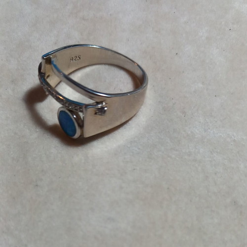 Silver ring 925 with blue opal and zirconia new
