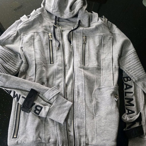 Balmain gray zip-up hoodie like new, size S