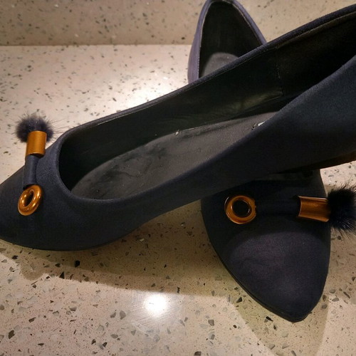 Axel suede blue ballerinas new with tassel and gold buckle