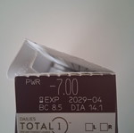 Dailies Total 1 ημερήσιοι φακοί επαφής 7 βαθμού μυωπίας, πακέτο 19