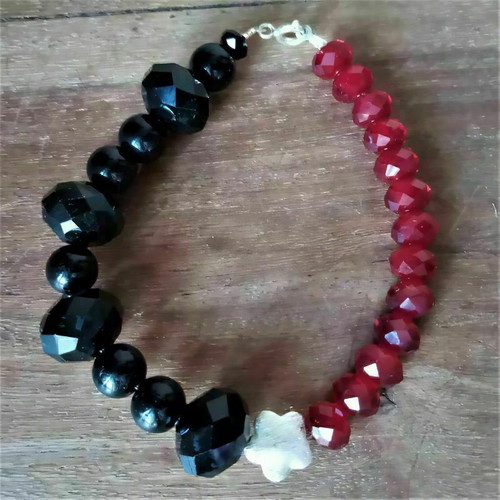 Bracelet with crystals and 925 silver flower new