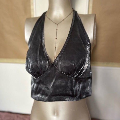 Silver Top like new, halter neck, Primark, size L