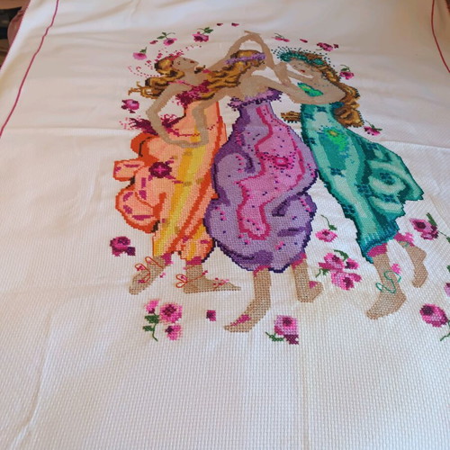 Handmade needlepoint like new, romantic design