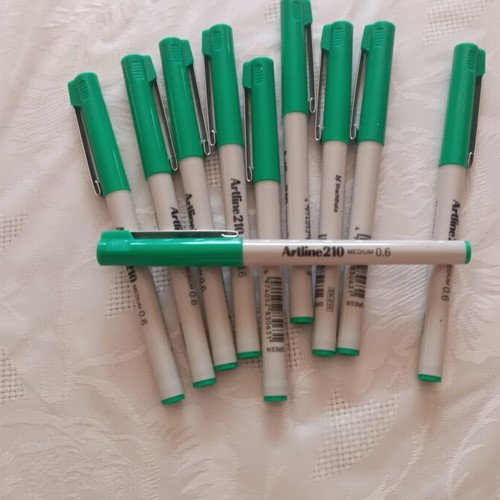 Artline 210 Markers 0.6mm Green Pack of 10 New
