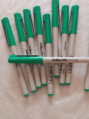Artline 210 Markers 0.6mm Green Pack of 10 New