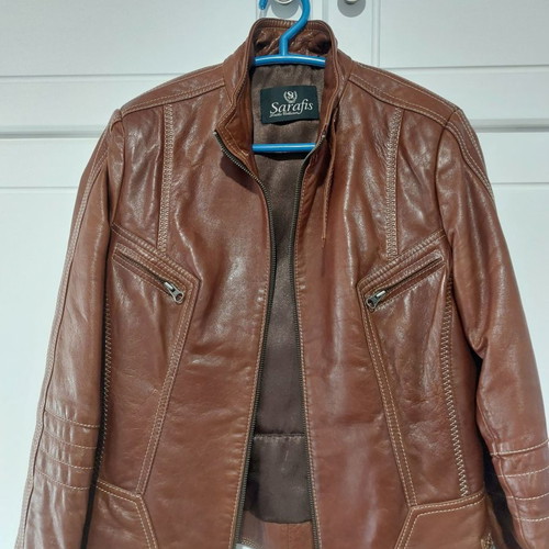 Leather jacket brown used, size L, from Kastoria