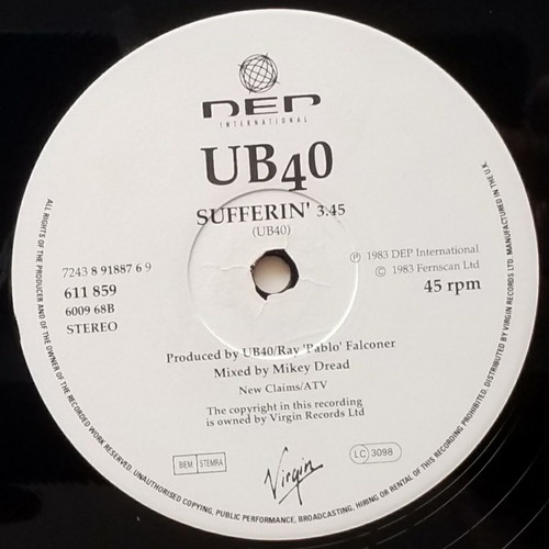 UB 40 Red Red Wine vinyl record, reggae