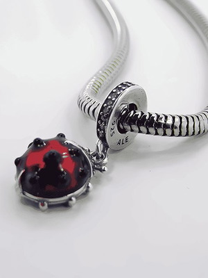 Charm Pandora πασχαλίτσα κόκκινο και ασημί από ασήμι 925 καινούργιο