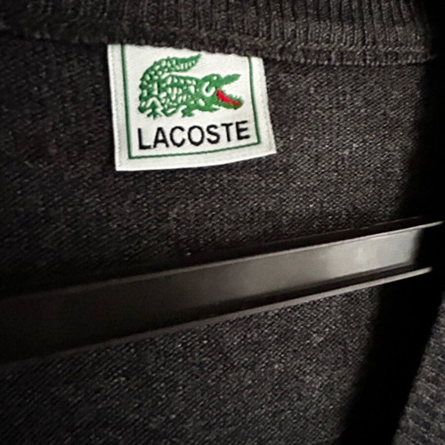 Lacoste men's V neck sweater large like new, black and gray