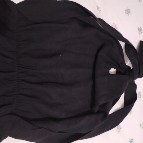 Black short backless summer dress, halter style