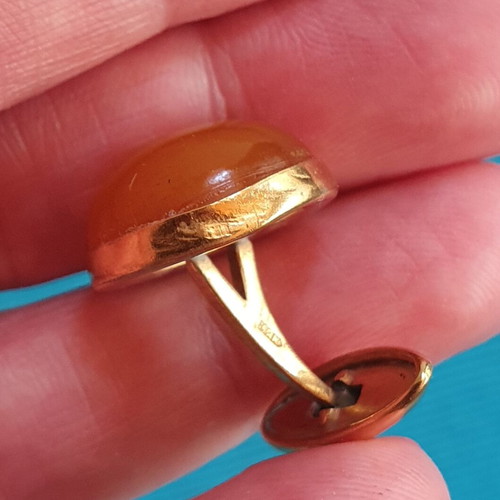 Vintage 60s cufflinks with baltic amber used, gold plated