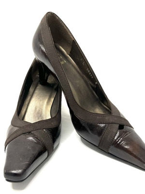 Γόβες Stuart Weitzman καφέ πατίνα δέρμα μεσαίο τακούνι μεταχειρισμένες