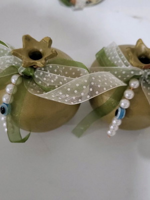 Pomegranate decor with eye charm new, gold color