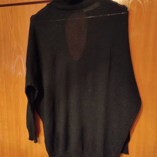 Thin knitted sweater with back opening new, black, size M