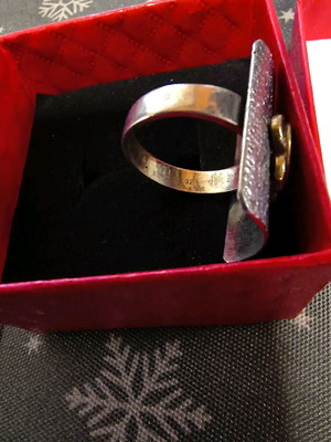 925 Silver Ring with Bronze Element like new